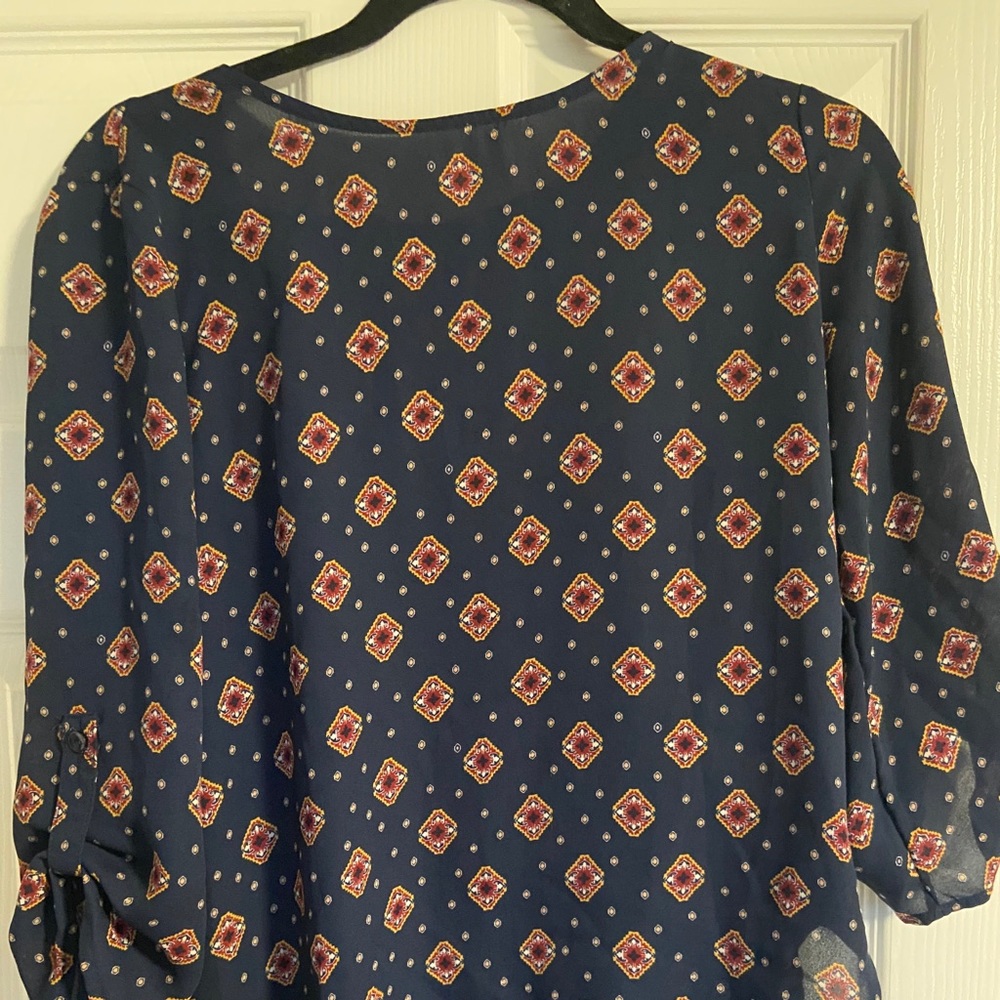 Navy blue quarter sleeve blouse
